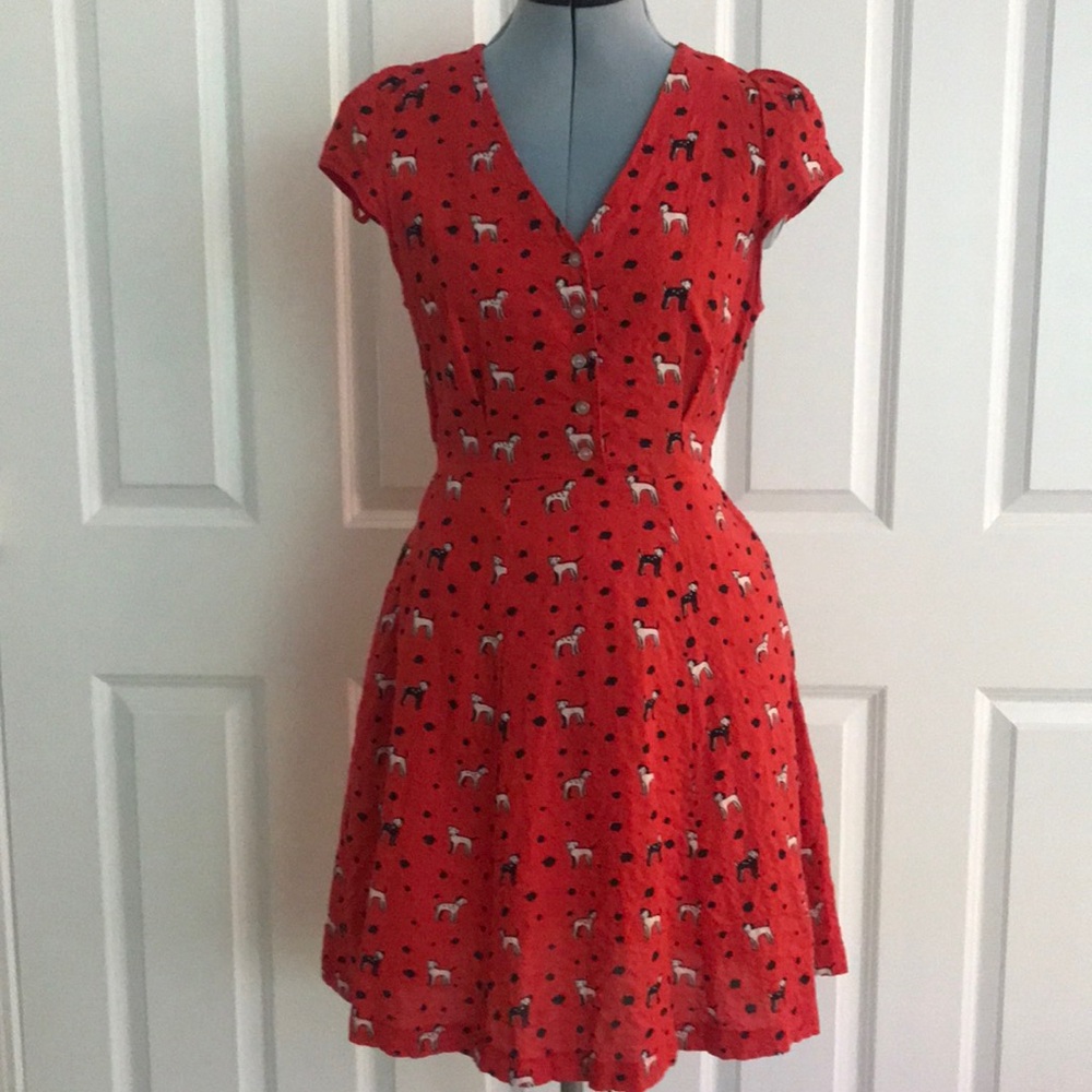 Vibrant Red Patterned Mini Dress